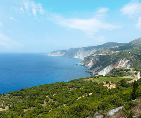 Summer Ionian sea coast  view (Kefalonia, Greece, near Petani Beach)の写真素材