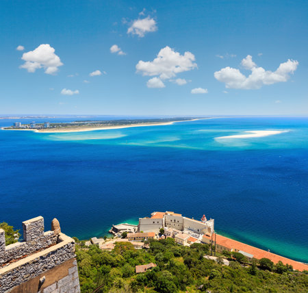 Summer sea coast landscape. View from Nature Park of Arrabida  in Setubal, Portugal.の写真素材