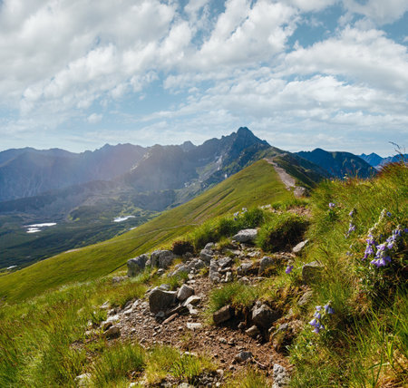 Tatra Mountain, Poland, view to Valley Gasienicowa, group of glacial lakes  and Swinica mountの写真素材
