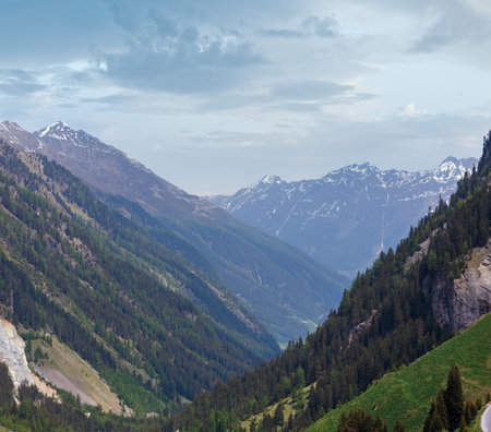 Summer mountain view from Kaunertaler Gletscherstrasse (Kaunertal, Austria, Tirol).の写真素材