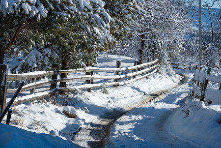 Winter picturesque mountains scenery view from Yablunytsia pass, Carpathians, Ukraine.