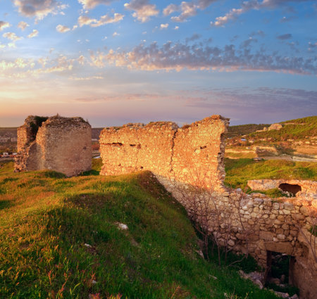 Summer sunset view of ancient  Crimean fortress (near Sevastopol Town, Crimea, Ukraine)