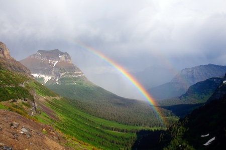 Double rainbow after a rainstorm in Logan Passの写真素材