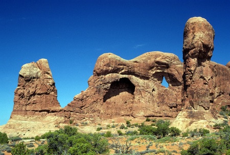 Elephant Rock in Arches National Park in Utahの写真素材