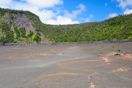 This is the view from the surface of Kilauea Iki in Hawaiiの写真素材