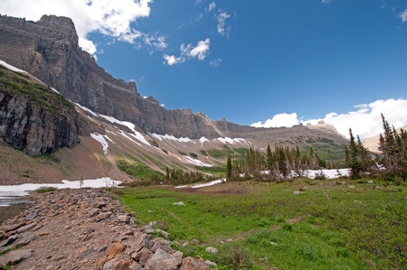Iceberg lake valley in Glacier National parkの写真素材