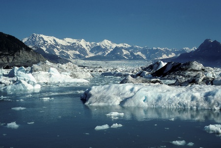 This picture was taken on the main bay approaching the Columbia Glacier in Alaskaの写真素材