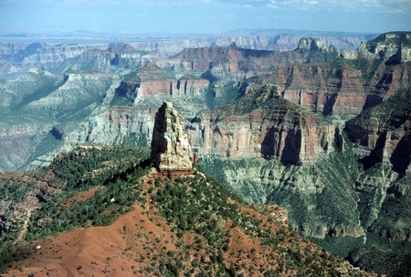 The North Rim of the Grand Canyon in Arizona taken on a summer dayの写真素材