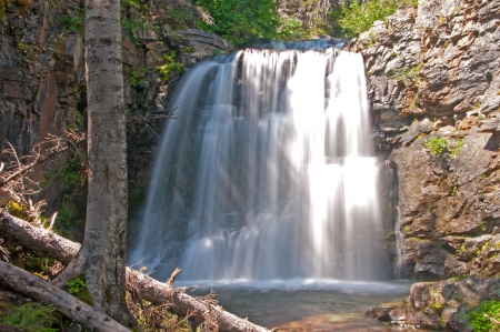 Cobalt Creek falls in Glacier National Parkの写真素材
