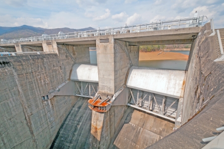 Spillway for a large dam made out of concreteの写真素材