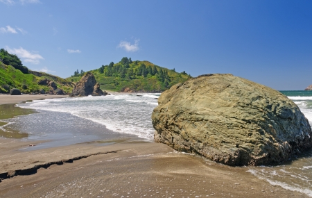 Beach scene from Trinidad State Park in Californiaの写真素材