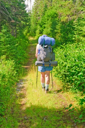 Hiker on the Dunphy's Pond Trail In Terra Nova National Parkの写真素材