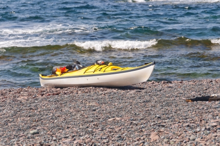 Sea Kayak on the Green Gardens Shore in Gros Morneの写真素材
