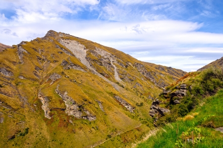 Mountain Peak from Skippers Canyon in New Zealandの写真素材