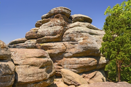 Sandstone bluffs in the Garden of the Gods in Shawnee National Forestの写真素材