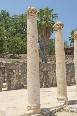 Column Details in the ancient Roman city of Beit She'an in Beit She'an  National Park in Israelの写真素材