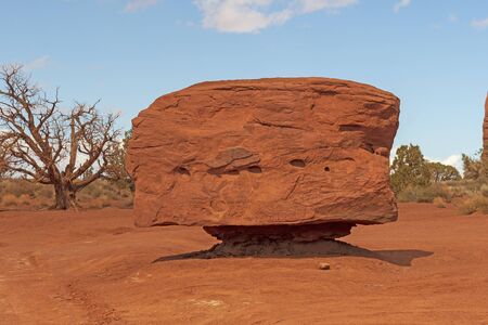 Balanced Rock in the Desert in Monument Valley in Arizonaの写真素材