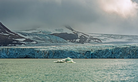 Massive Glacier Heading Down to the Ocean in Hornsund in the Svalbard Islands