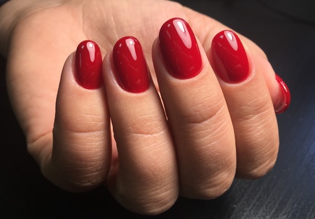 Dark Red nails gel polish manicure