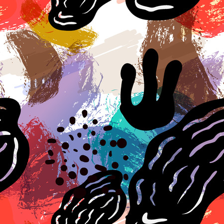 Vector stylized background hand-drawn illustration. Simple shape, bright pattern for fabric.のイラスト素材