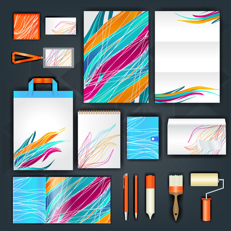 Corporate identity template with color elements. Vector company business style for brandbook, report and guideline.のイラスト素材