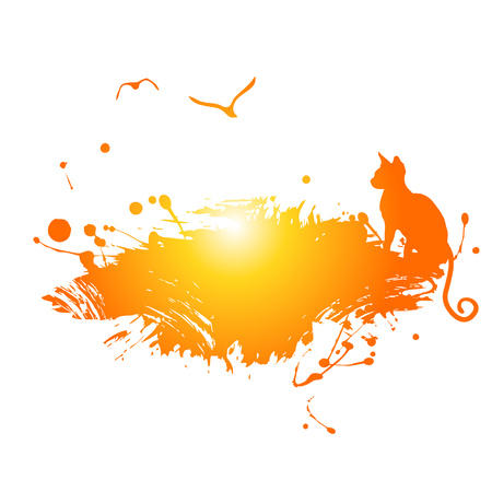 Abstract painted grunge stains background. Vector shapes elementsのイラスト素材