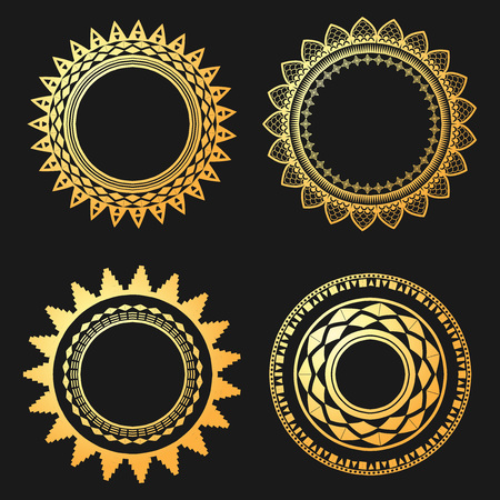Geometric mandala element made in vector. Vintage decorative elements. Watercolor background. Islam, Arabic, Indianのイラスト素材