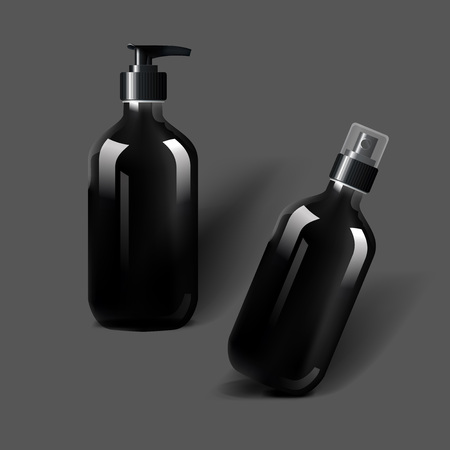 Mockup template for branding and product designs. Isolated realistic plastic bottles with dispenser spray and unique design. Easy to use for advertising branding and marketing.のイラスト素材