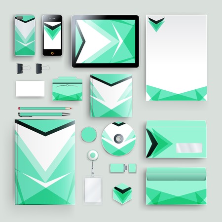 Corporate identity template with color elements. Vector company business style for brandbook, report and guideline.のイラスト素材