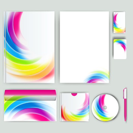 Corporate identity template with color elements. Vector company business style for brandbook, report and guideline.のイラスト素材