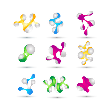 Set of symbol and shapes. Trendy icons and logotypes. Business signs symbols, labels, badges, frames and bordersのイラスト素材