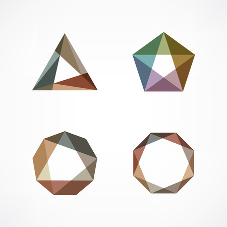 Set of symbol and shapes. Trendy icons and logotypes. Business signs symbols, labels, badges, frames and bordersのイラスト素材