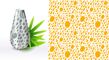 A set of summer seamless unique floral patterns, demonstrated on textile lampshades. Can be used for embroidery, print or silkscreen on fabric.のイラスト素材