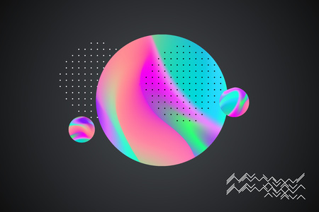 Marble trendy illustration backgrounds, placards with abstract liquid bubbles shapes, 80s memphis geometric style flat and 3d design elements. Retro art for covers, bannersのイラスト素材