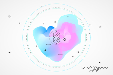 Marble trendy illustration backgrounds, placards with abstract liquid bubbles shapes, 80s memphis geometric style flat and 3d design elements. Retro art for covers, bannersのイラスト素材