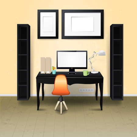 Workplace room. Vector illustration of modern office.のイラスト素材