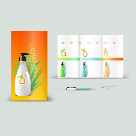 Corporate booklet promotion template with color elements. Vector company brichure business style for advertising, report or guideline.のイラスト素材