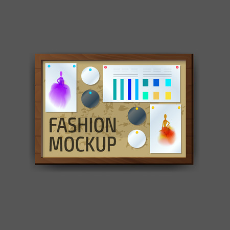 Mockup modern wall frame template. Layout template. Realistic vector mockup illustration. Office table, work station.のイラスト素材