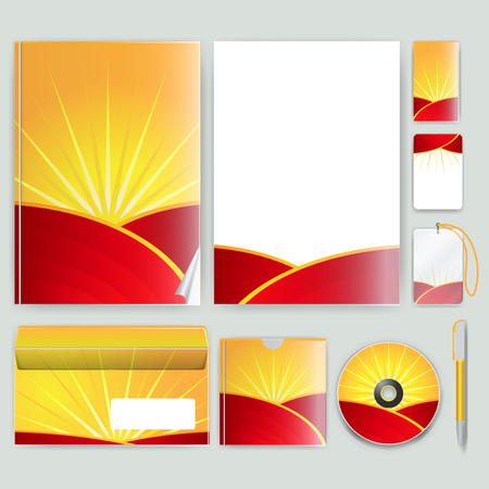 Corporate identity template with color elements. Vector company business style for brandbook, report and guideline.のイラスト素材