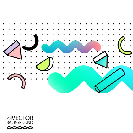 A set of summer multicolor memphis pattern background. Modern background can be used for embroidery, print or silkscreen on fabric.のイラスト素材