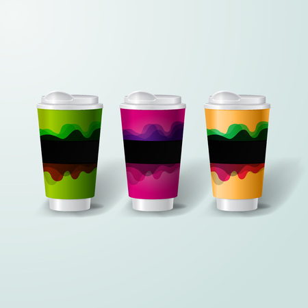 Mockup template for branding and product designs. Isolated realistic cups for coffee or tea and unique design. Easy to use for advertising branding and marketing.のイラスト素材