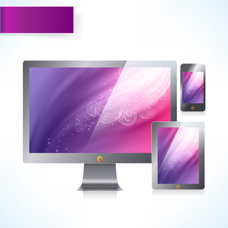 Mockup template for branding and product designs. Isolated realistic monitor . Easy to use for advertising branding and marketing.のイラスト素材