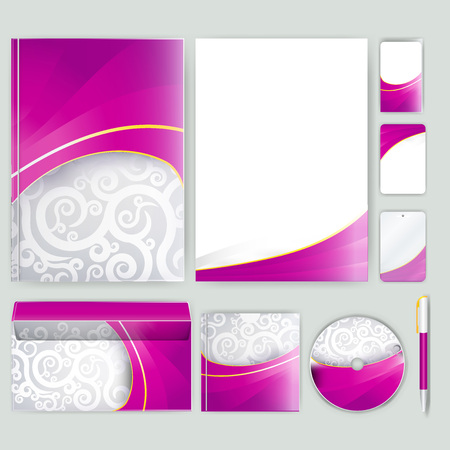 Corporate identity template with color elements. Vector company business style for brandbook, report and guideline.のイラスト素材