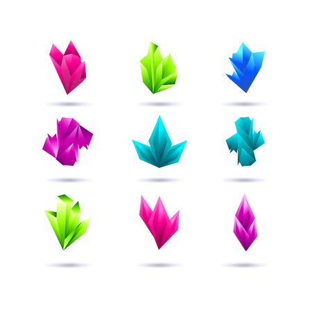 Set of symbol and shapes. Trendy icons and logotypes. Business signs symbols, labels, badges, frames and bordersのイラスト素材