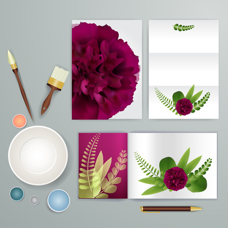 Wedding card or invitation with abstract floral background for wedding agency. Elegance pattern with mesh flowers. Floral illustration in modern minimal style for your business. eps10のイラスト素材