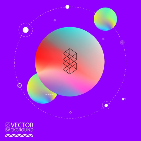Marble trendy illustration backgrounds, placards with abstract liquid bubbles shapes, 80s memphis geometric style flat and 3d design elements. Retro art for covers, banners, flyers and posters.のイラスト素材