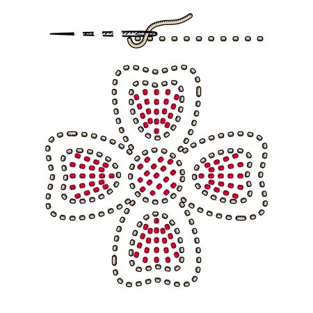 Stitches type vector. Collection of thread embroidery and sewing stitches. Vector illsutration of stitching examples.のイラスト素材