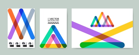 Geometric colorful lines trendy illustration background, placard, flat and 3d design elements. Retro art for covers, banners, flyers and posters.のイラスト素材
