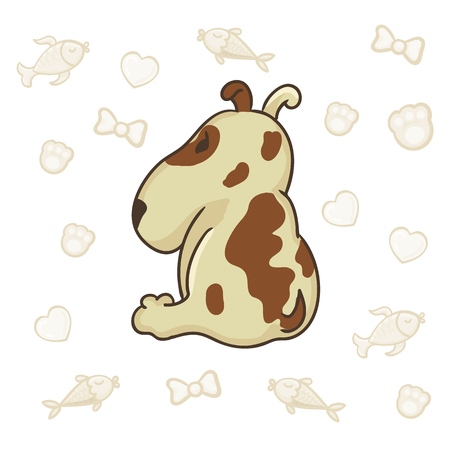 Vector Terrier Jack Russell dog in line style. Cute puppy in cartoon style isolated on white background. illustration for kids fashion in cartoon style. For cards, invitations, party, banners, kindergarten, baby shower, nursery and children roomのイラスト素材