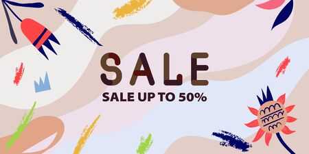 Abstract trendy illustration background media sale post, placard,flat style advertising campaign design elements. Easy customizing art for coversのイラスト素材